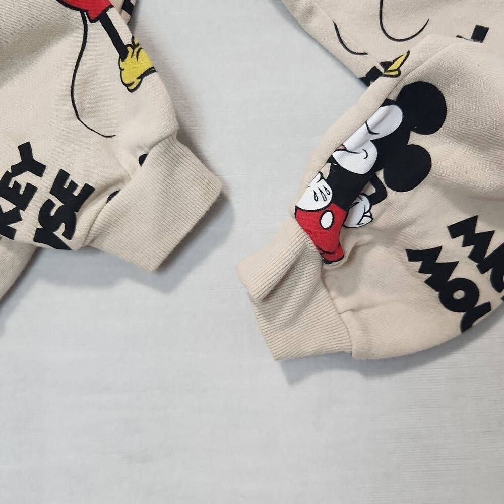 H&M X Disney Mickey Mouse Print Pullover Sweater Tan - Picture 4 of 8